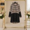 Mixed Plaid & Black Button-Up Dress - Wholesale