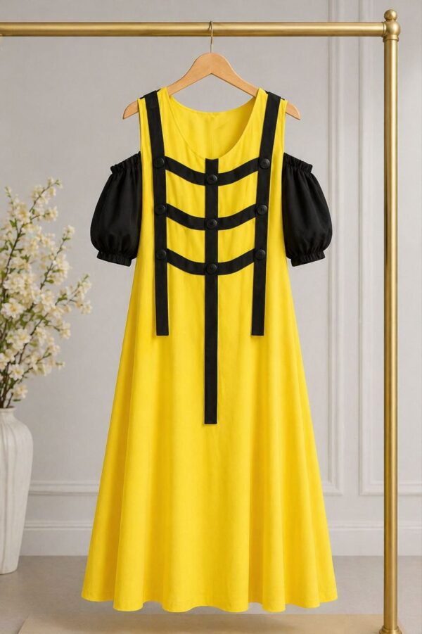 Women's A-Line Dress with Cold Shoulder Sleeves