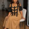 Women's A-Line Dress with Cold Shoulder Sleeves