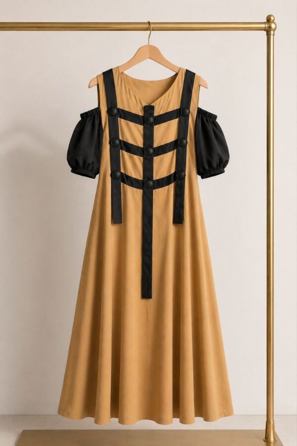 Women's A-Line Dress with Cold Shoulder Sleeves