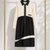 Professional Black & White Color Block Dress