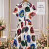 Multicolored Leaf Print A-Line Dress