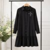 Wholesale Embroidered Ruffle Hem Shirtdress