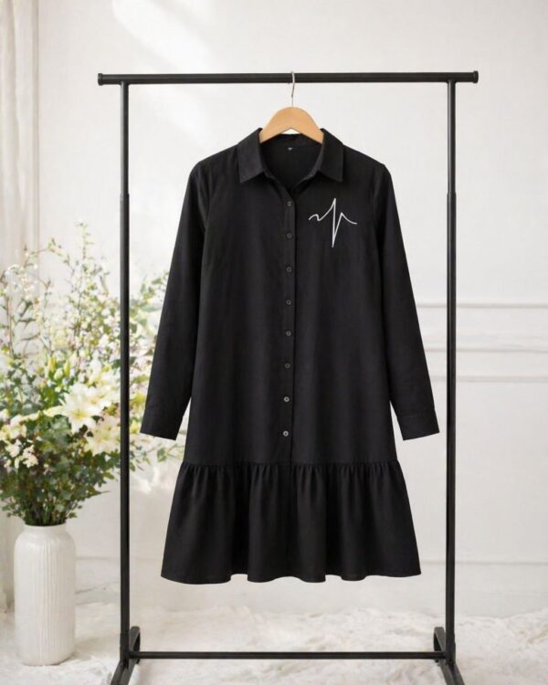 Wholesale Embroidered Ruffle Hem Shirtdress