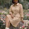 Premium Beige Shirt Dress with Pockets