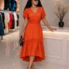 Premium Orange Wrap Dress - Wholesale