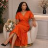 Premium Orange Wrap Dress - Wholesale