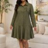 Wholesale Embroidered Ruffle Hem Shirtdress