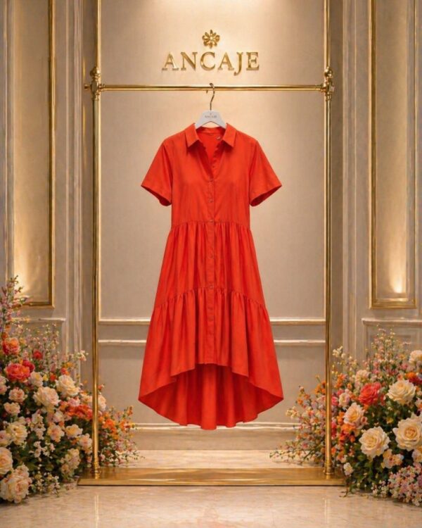 Premium Orange Shirt Dress - Wholesale
