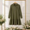 Wholesale Embroidered Ruffle Hem Shirtdress