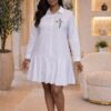 Wholesale Embroidered Ruffle Hem Shirtdress