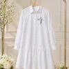 Wholesale Embroidered Ruffle Hem Shirtdress