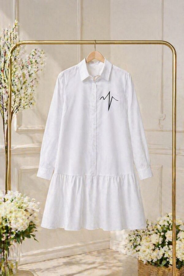 Wholesale Embroidered Ruffle Hem Shirtdress