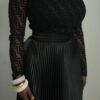 Monogram Pattern Blouse and Pleated Skirt Set