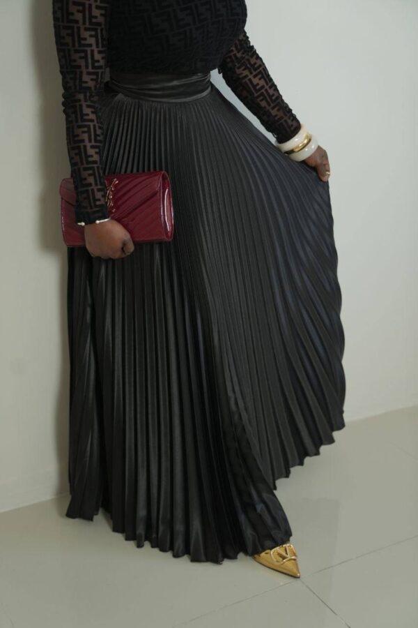 Monogram Pattern Blouse and Pleated Skirt Set
