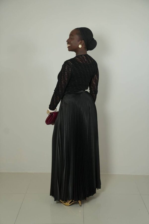 Monogram Pattern Blouse and Pleated Skirt Set