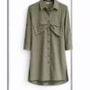 Wholesale Ruched-Waist Utility Shirt Dress