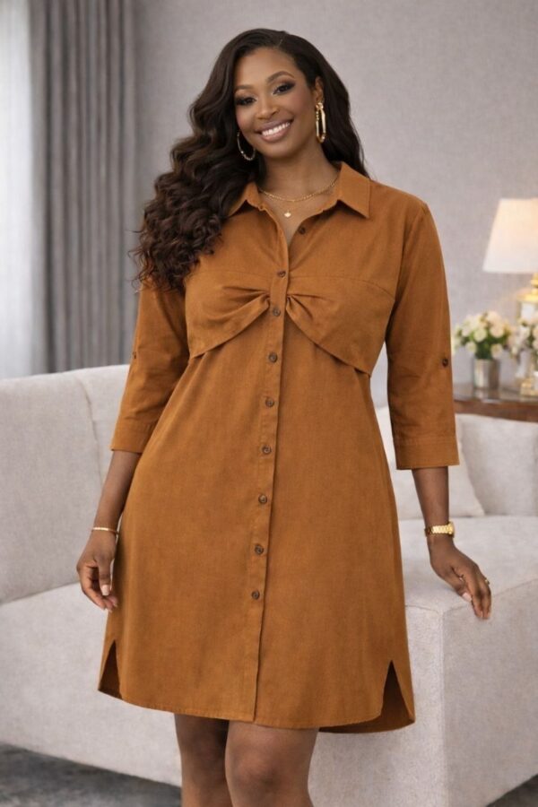 Wholesale Ruched-Waist Utility Shirt Dress