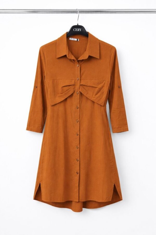 Wholesale Ruched-Waist Utility Shirt Dress