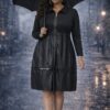 Mixed-Media Half-Zip Sheath Dress