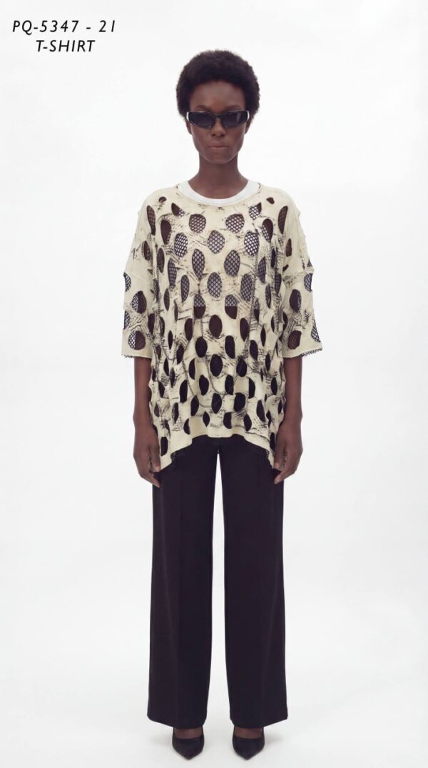Avant-Garde Cutout Mesh Layer T-Shirt