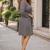 Professional Button-Front Shirtdress with Grommet Belt