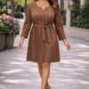 Professional Button-Front Shirtdress with Grommet Belt
