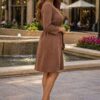 Professional Button-Front Shirtdress with Grommet Belt