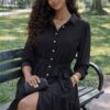 Wholesale Button-Front Tiered Midi Dress