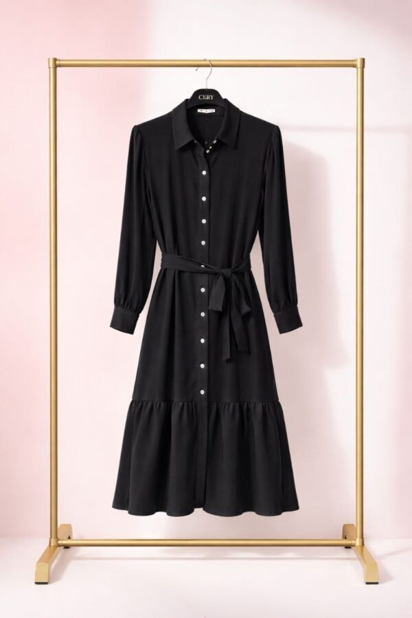Wholesale Button-Front Tiered Midi Dress
