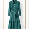 Wholesale Button-Front Tiered Midi Dress