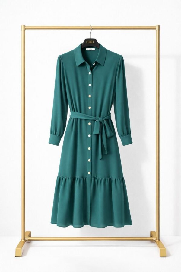 Wholesale Button-Front Tiered Midi Dress
