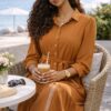 Wholesale Button-Front Tiered Midi Dress