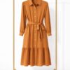 Wholesale Button-Front Tiered Midi Dress