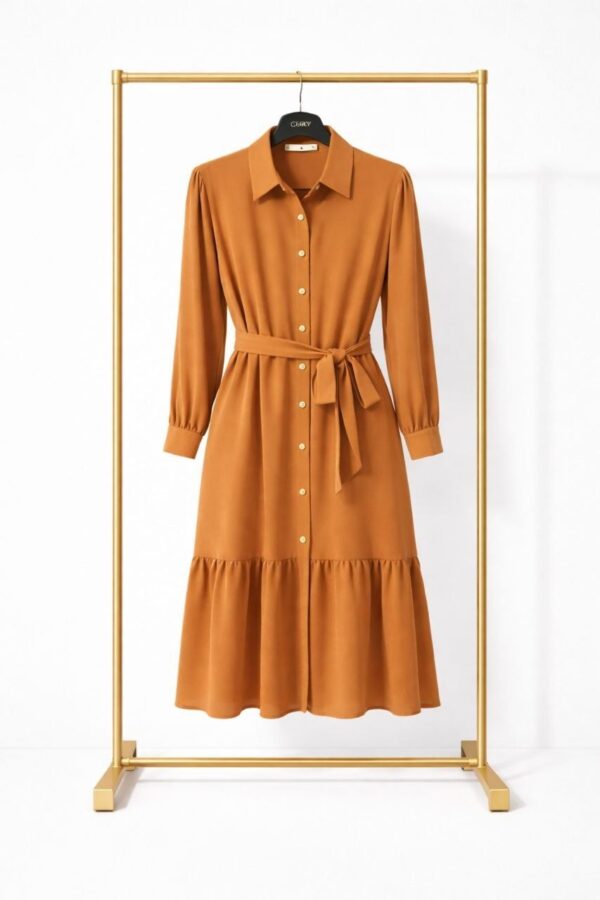 Wholesale Button-Front Tiered Midi Dress