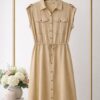 Sleeveless Drawstring Utility Shirtdress