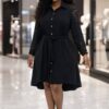 Wholesale Lace Sleeve Collared Shirt Dress
