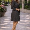 Professional Button-Front Shirtdress with Grommet Belt