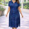 Wholesale Collared Button-Down Midi Shirtdress