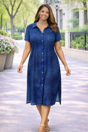 Wholesale Collared Button-Down Midi Shirtdress