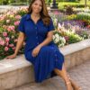 Wholesale Collared Button-Down Midi Shirtdress