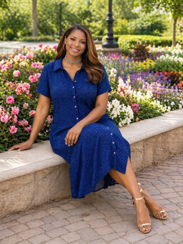 Wholesale Collared Button-Down Midi Shirtdress