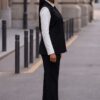 Premium Black & White Business Suit Set - Jacket, Pants, Shirt & Tie