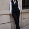 Premium Black & White Business Suit Set - Jacket, Pants, Shirt & Tie