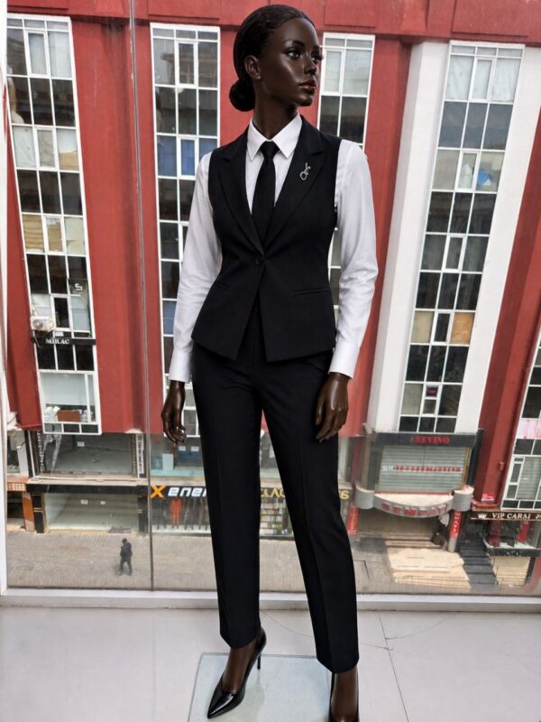 Premium Black & White Business Suit Set - Jacket, Pants, Shirt & Tie