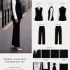 Premium Black & White Business Suit Set - Jacket, Pants, Shirt & Tie