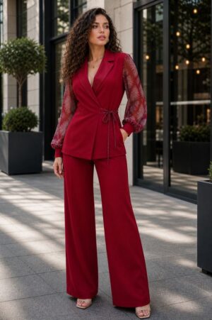Premium Red Blazer Suit Set - Wholesale Fashion