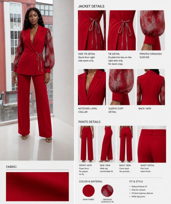 Premium Red Blazer Suit Set - Wholesale Fashion