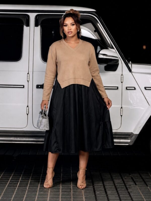 Premium Two-Tone Midi Dress