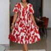 Premium Floral Print A-Line Dress